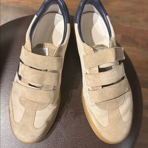 Veronica Beard Beige and Navy Sneakers